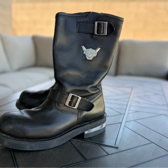 Harley-Davidson Black Motorcycle Boots with Buckles - Picture 2 of 11
